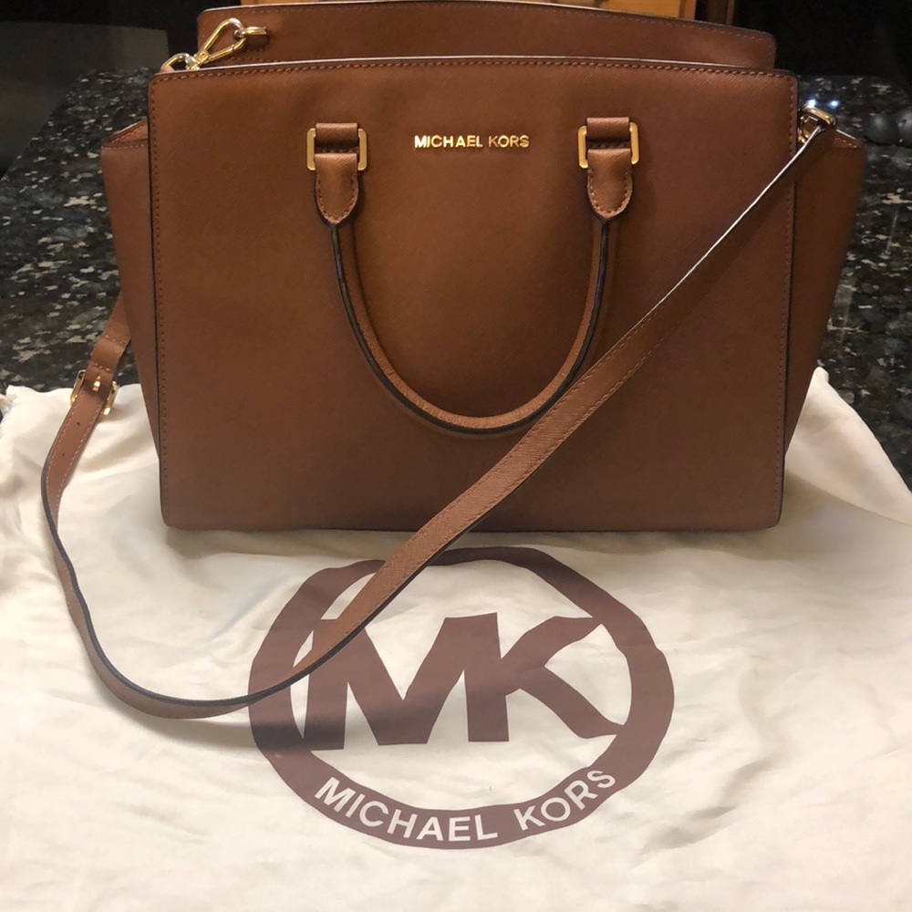 Authentic Michael Kors Large Brown Leather Satchel
